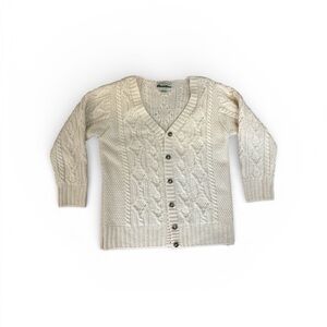 Aran Crafts Ireland Women's Cream Cable Knit Sweater 100% Merino Wool‎
